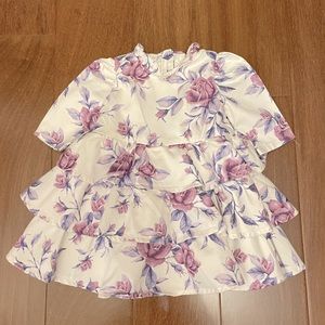 Toddler girl Janie and Jack satin purple and cream ruffle dress Easter dress